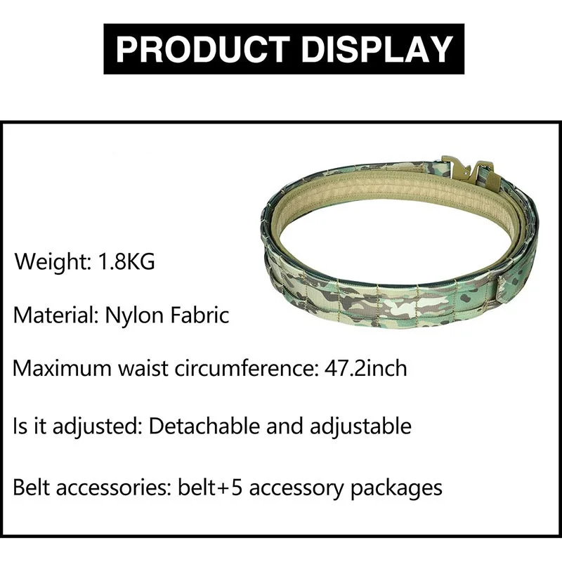 Heavy Duty High Density Durable Hunting Material Tactical Belt with Pouches Duty Belts Outdoor Work Wear-resistant Belts