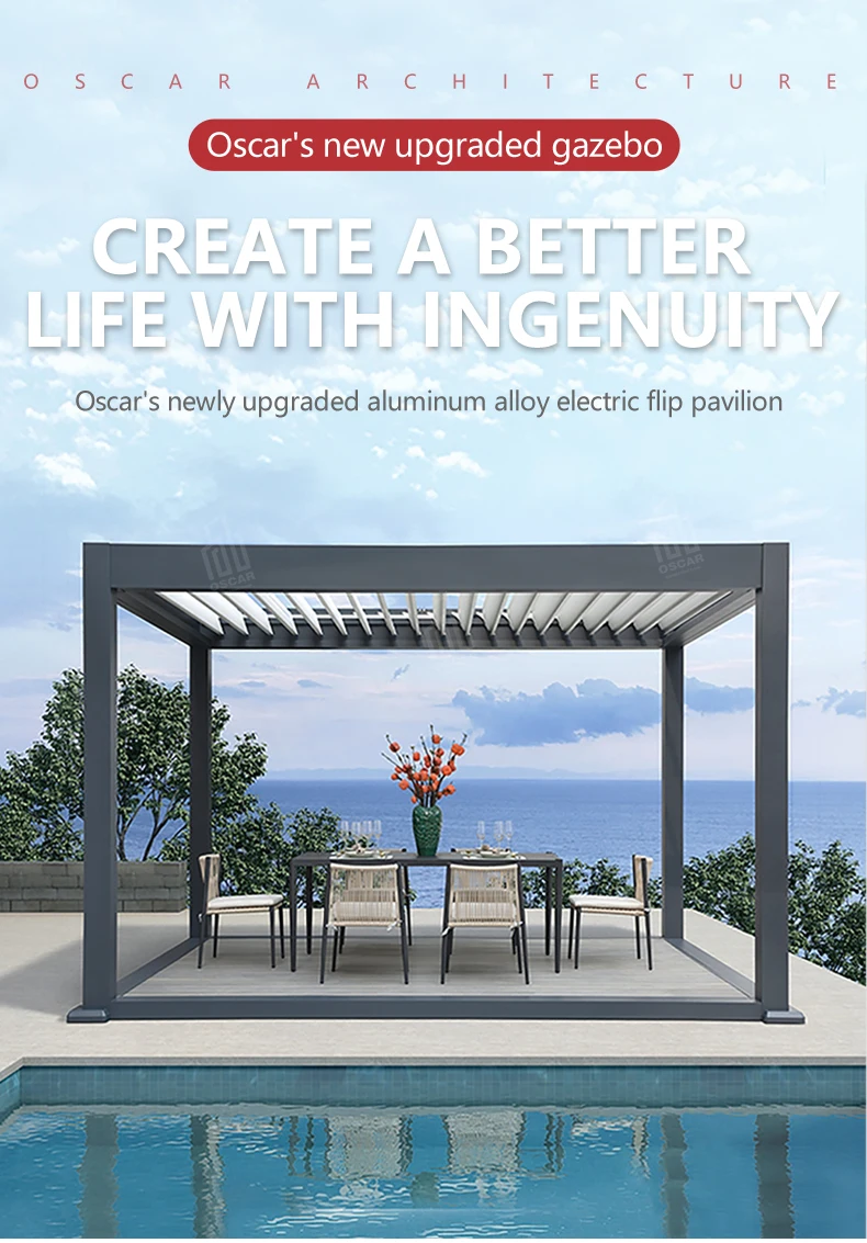 Motorized Snow Resistance Louvered Pergola Gazebo Freestanding Aluminum Pergola Waterproof Buy