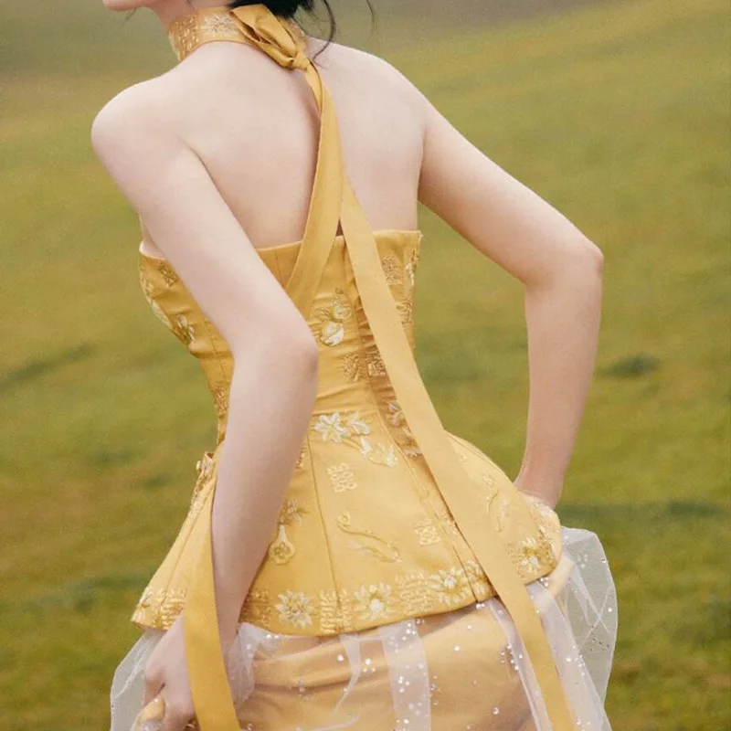 yellow luxury dress Designer Yellow Gold One Shoulder Long Evening Prom Dress With Ruffles