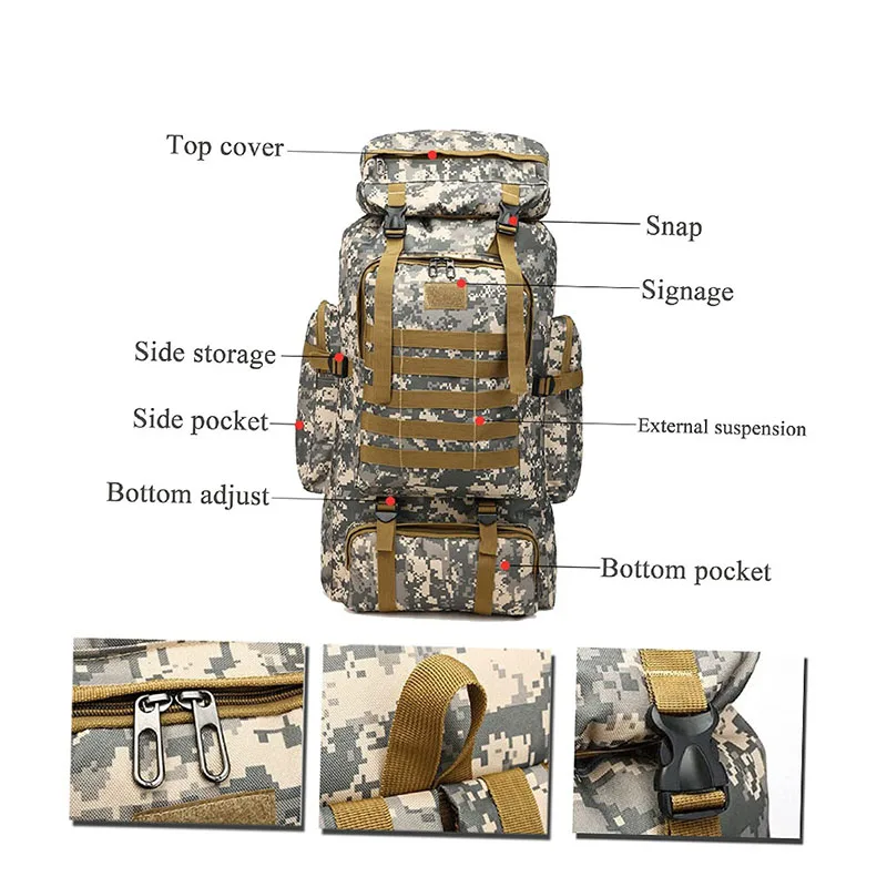 Customized Outdoor Laptop Tactical Backpack Large Waterproof Hunting Rucksack Travel Camouflage Backpack