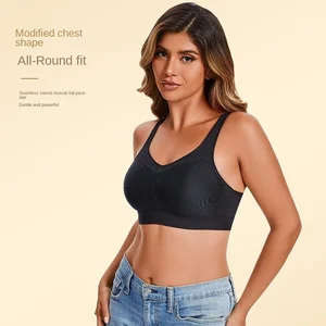 High Support Breathable Adjustable Straps Padded Spandex V-Neck Front Yoga Sports Bra for Women Plus Size