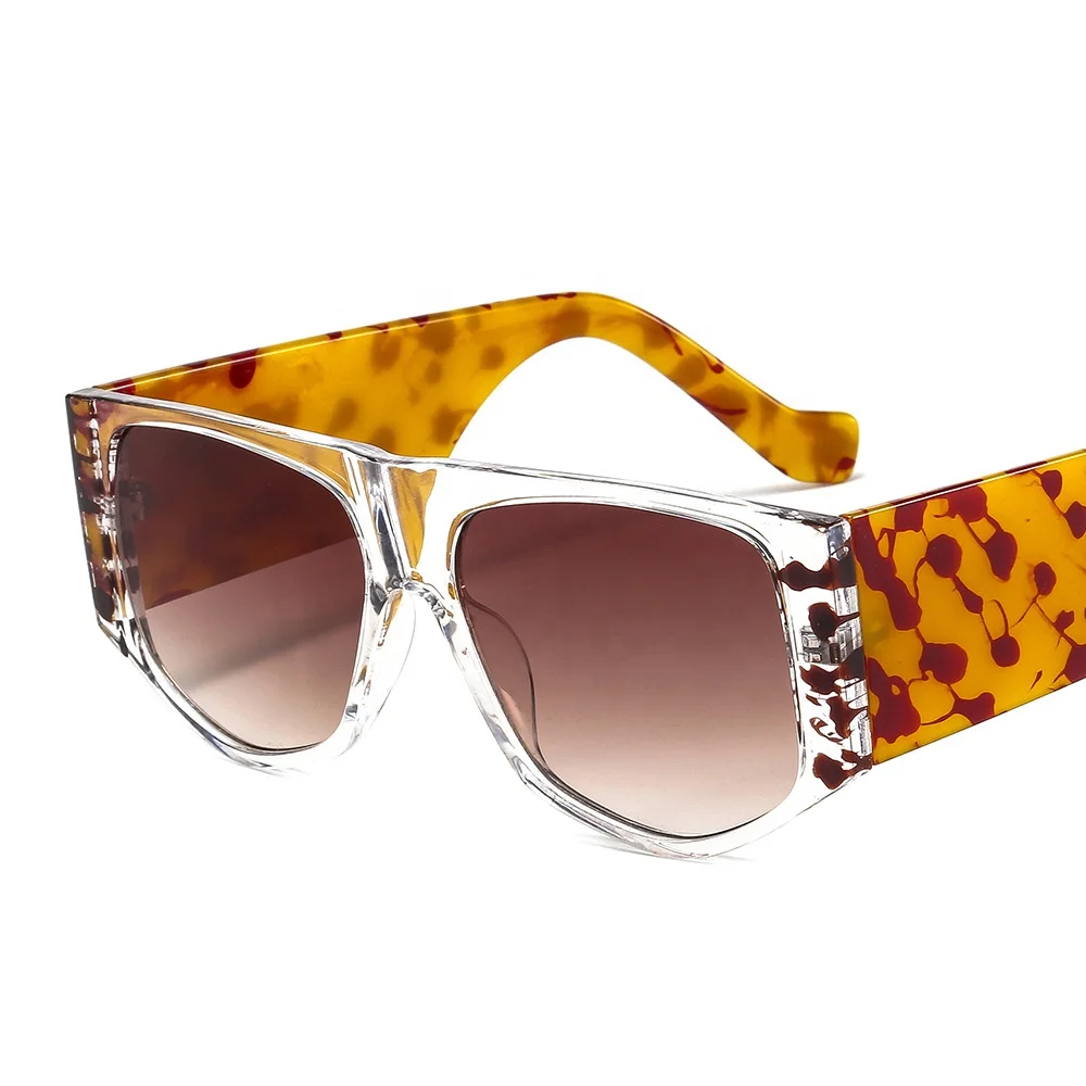 Unique Irregular Polygon Leopard Print Frame Sunglasses for Women Luxury Brand Oversized Sun Glasses Men Vintage Wide Leg Shades