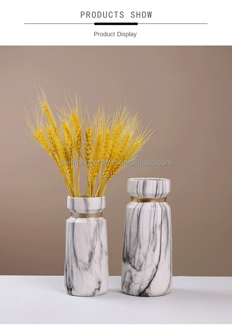 Free Custom Logo European Design modern luxury floreros marble style porcelain flower vases for home decor.jpg