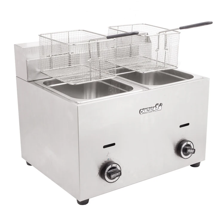 10L Double Tanks Commercial Table Top Gas Deep Fryer for Buffet Kitchen Equipment