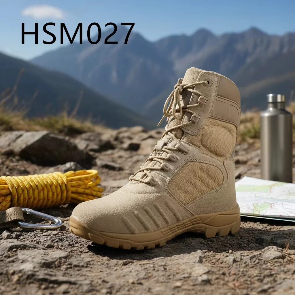 ZYF,Field Surveying Tear Proof Natural Suede Leather Upper Tactical Boots Reinforced Shell Design 8 Inch Desert Boots HSM177