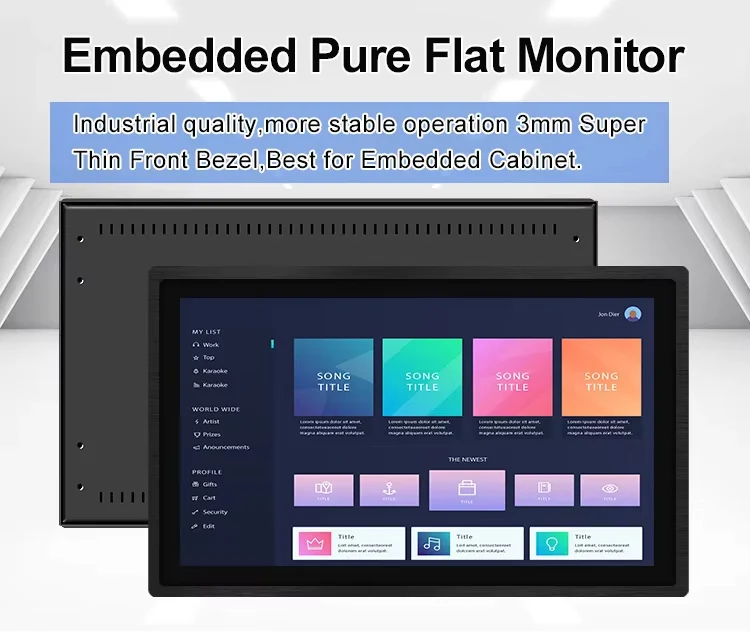 21.5/23.6 Inch Industrial LCD Monitor Waterproof OEM ODM Embedded Display High Brightness in Stock