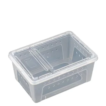 Transparent Plastic Reptile Pet Carriers 27*19*12cm Simple Style Breeding Cage for Reptiles