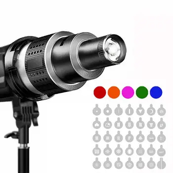 Bowens Mount Flash Snoot Conical Lens Video Artist Modelling Shape Photo Studio Light Kit With Optical Spotlight Lens 35 Gobos detail image