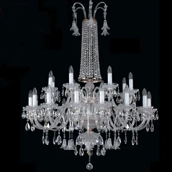 Luxury Europe Style Large Villa Hotel Banquet Candle Lighting K9 Crystal Chandelier Ring Bell Pendant Lamp