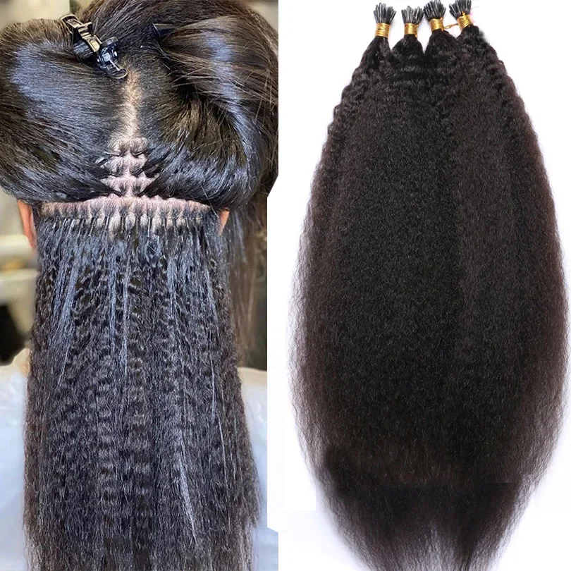 Grof Yaki Kinky Straight Menselijk Haar I Tip Microlinks Extensions 100% Maagdelijk Haar Voor Vrouwen_voghion.com