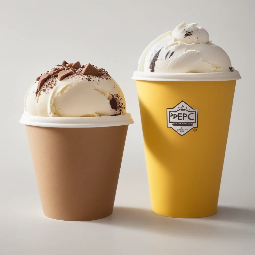 Biodegradable Packaging Branded Kraft Paper Insulated Ice Cream Take Away Containers With Lid