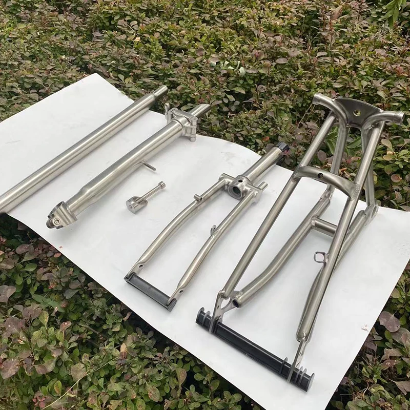 Titanium Alloy Front Fork Titanium Alloy Folding Bicycle 74 Front Fork and  Back Triangle Frame