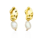Chris April fine jewelry in stock 925 sterling silver 18k gold plated freshwater baroque pearl earrings