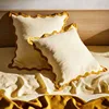 Yellow Custom Shall Edge Linen Pillowcase