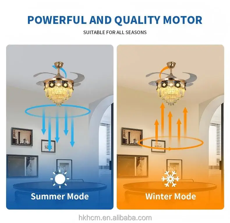 product crystal ceiling fan light fixture fandelier led remote 6 speed reversible dc motor 48inch blade 30 34db quiet living-5