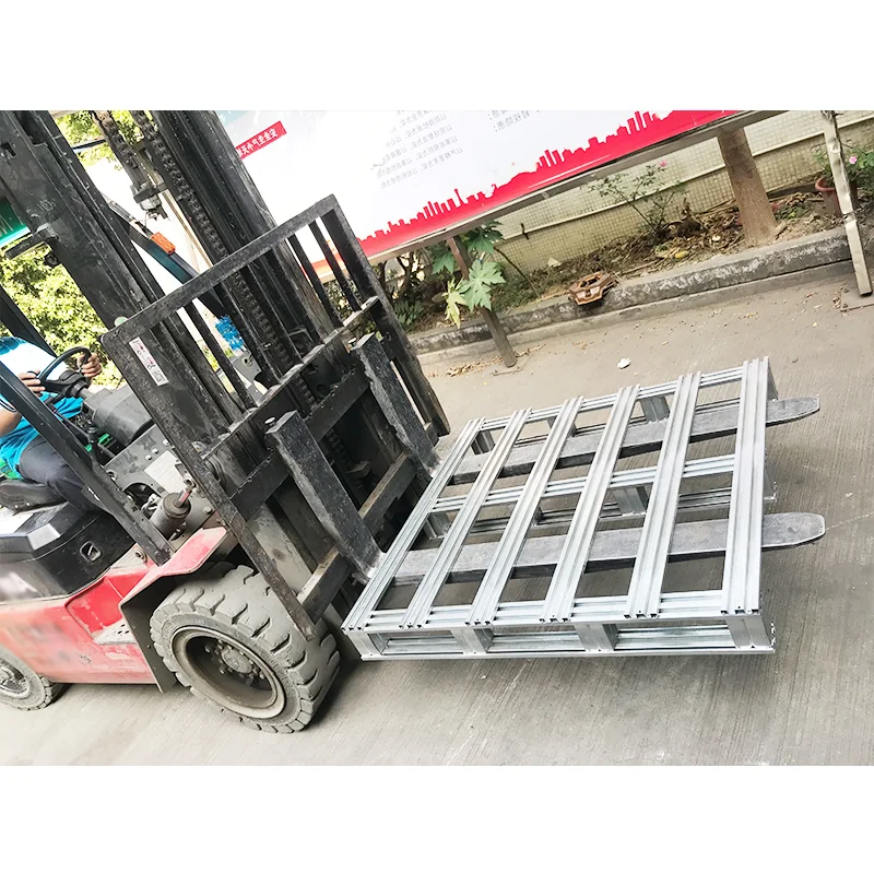 Steel pallet logistic storage two sided galvanized reusable metal shipping forklift factory iron pallets sheet metal pallet