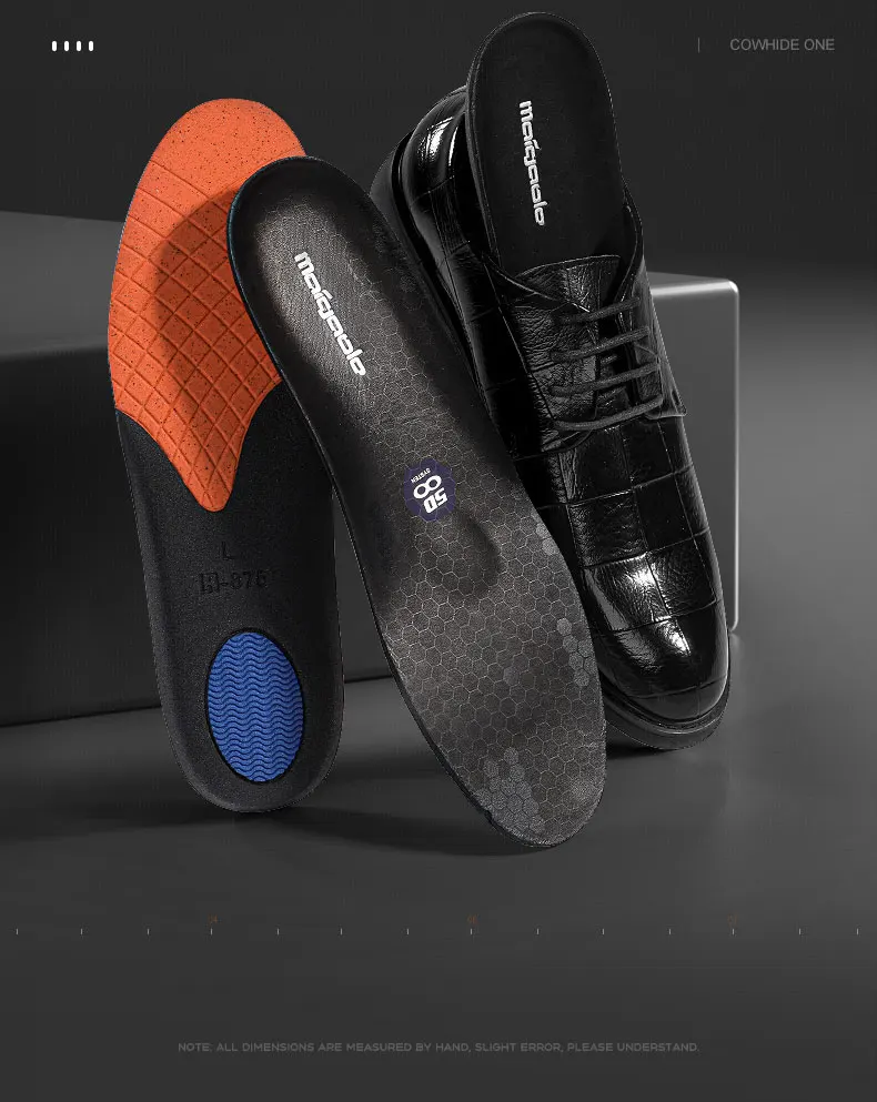 Top Layer Cowhide Leather Insoles for Summer, Odor & Sweat Absorption