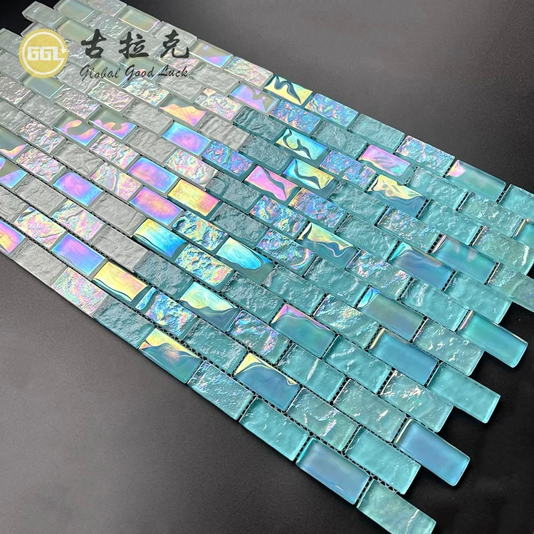 Wholesale Rainbow Iridescent effect Spa/sauna area shining swimming pool cheap mosaic tile