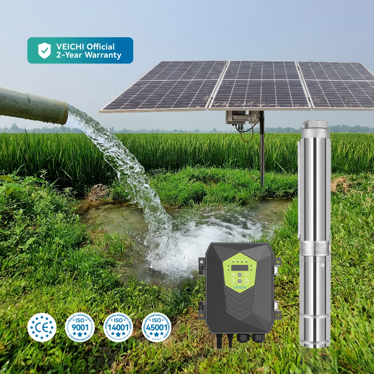 VEICHI 72V DC Solar Water Pump - Efficient Agricultural Irrigation