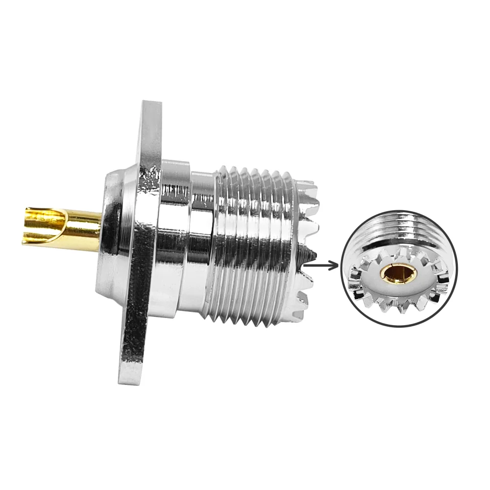Factory UHF SO239 Female 2 Hole Female Jack with Rhombic Flange Soldering Panel RF Connector Socket Female Antenna Connectors