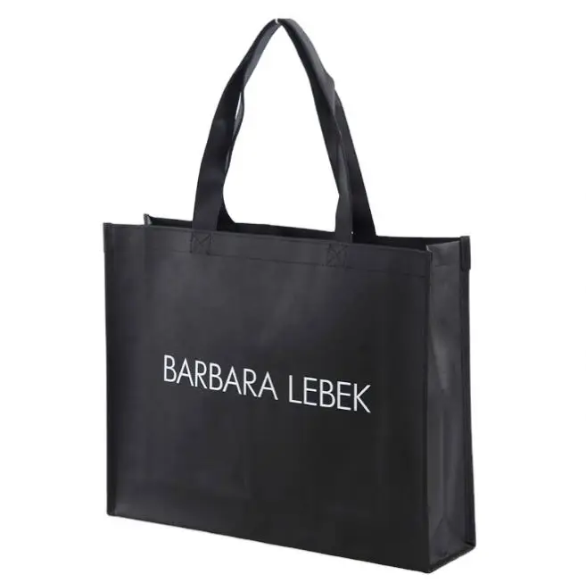 Custom Logo Printed Promotional Black PP Non Woven Bag Reusable Carry Shopping Tote Non Woven Packaging Bags