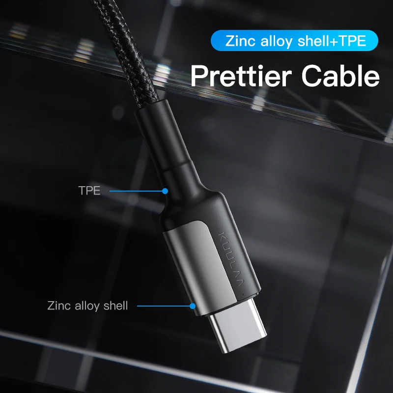 Зарядный кабель KUULAA PD 65 Вт QC 3A для быстрой зарядки с type c на type c
