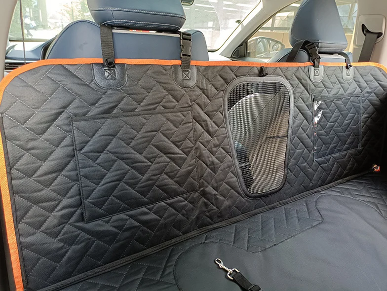 product detachable zipper waterproof oxford visual mesh window side flap dog car hammock portable pet seat car cover-58