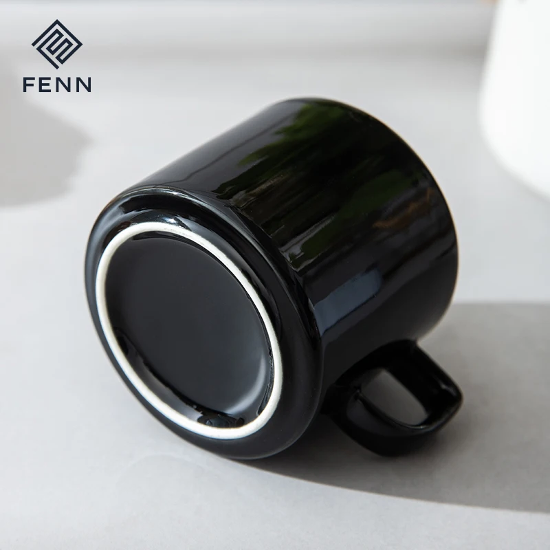 product fenn nordic cafe shop porcelain restaurant coffee cups ceramic black espresso cup with sauce custom logo printed-61