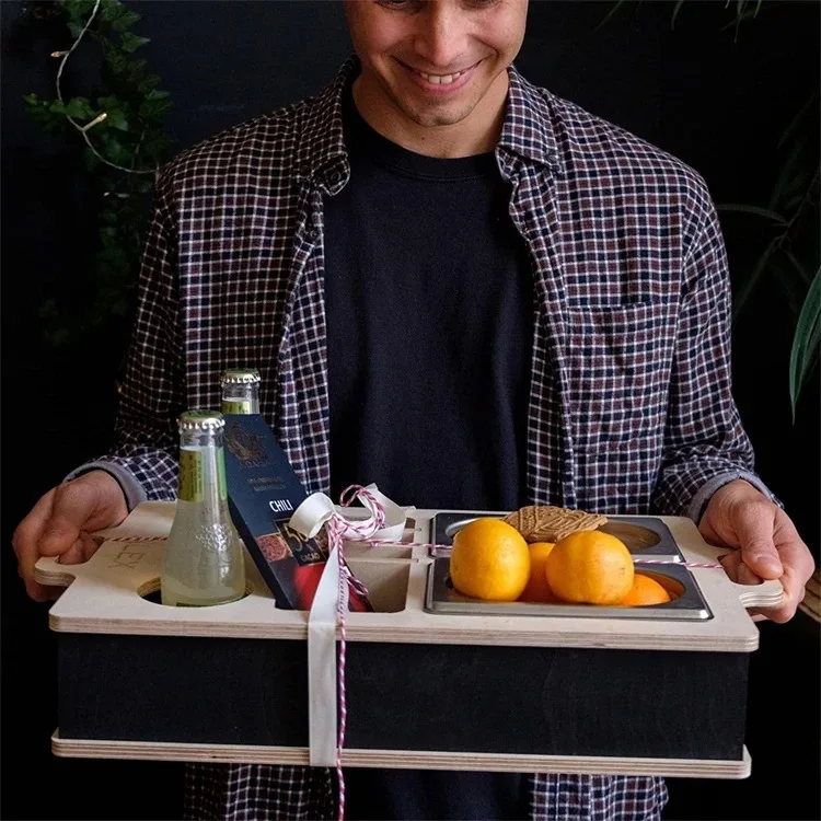 Creative Wooden Snacks and Drinks Storage Box for Parties