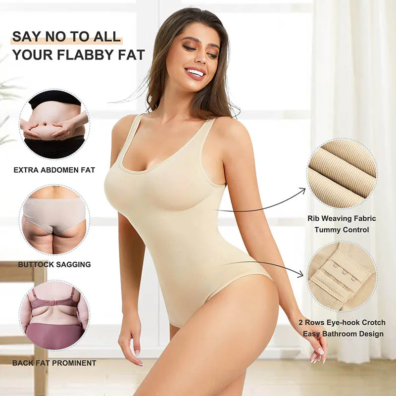 Women Tummy Control Bodysuit Shapewear Thong Slimming Body Shaper Skims