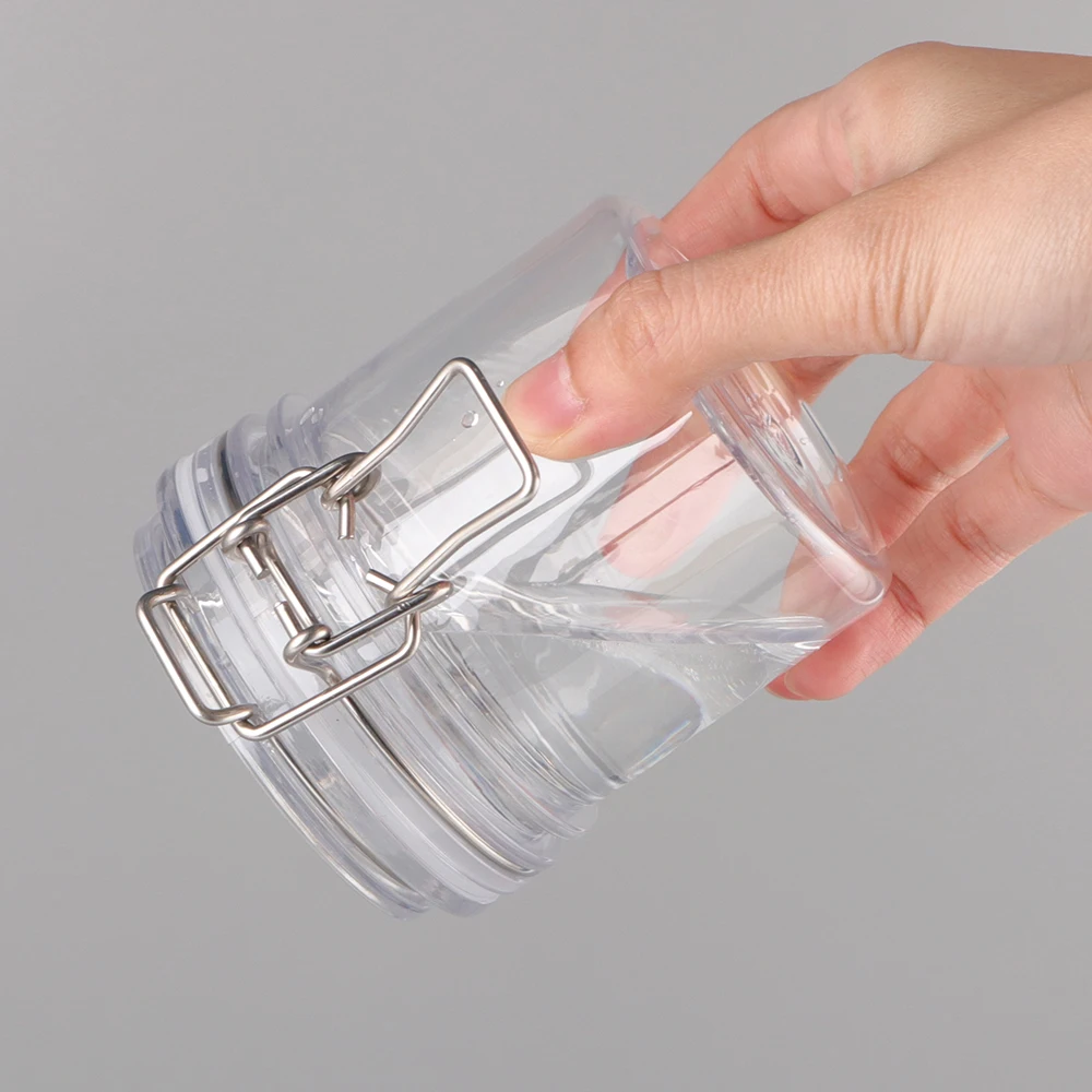 150ml 500ml 1000ml Round Pet Cosmetic Metal Seal Buckle Cover Containers Cream Kilner Airtight Jar Set Plastic Clip Top Jars