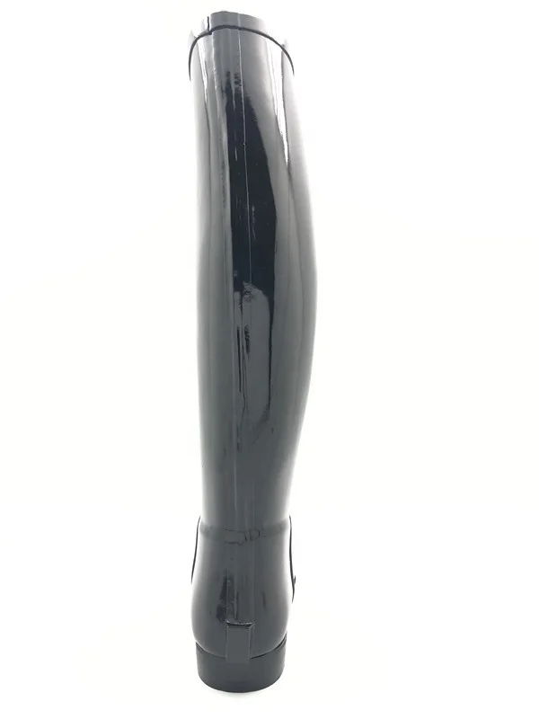 Women Black Shiny Waterproof Rubber Horse Riding Boots