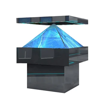 Custom 1*1m high brightness 3D pyramid hologram 360-degrees-hologram-Transparent screen display cabinet
