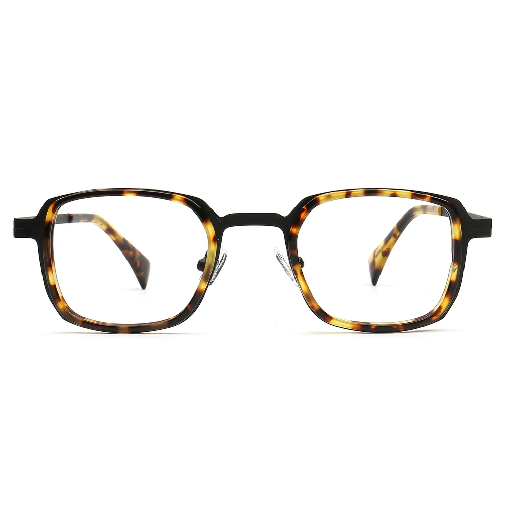 PES523 New Popular Rectangular Polygonal Retro Personality Black Tortoishell Pattern Transparent Acetate Optical_voghion.com