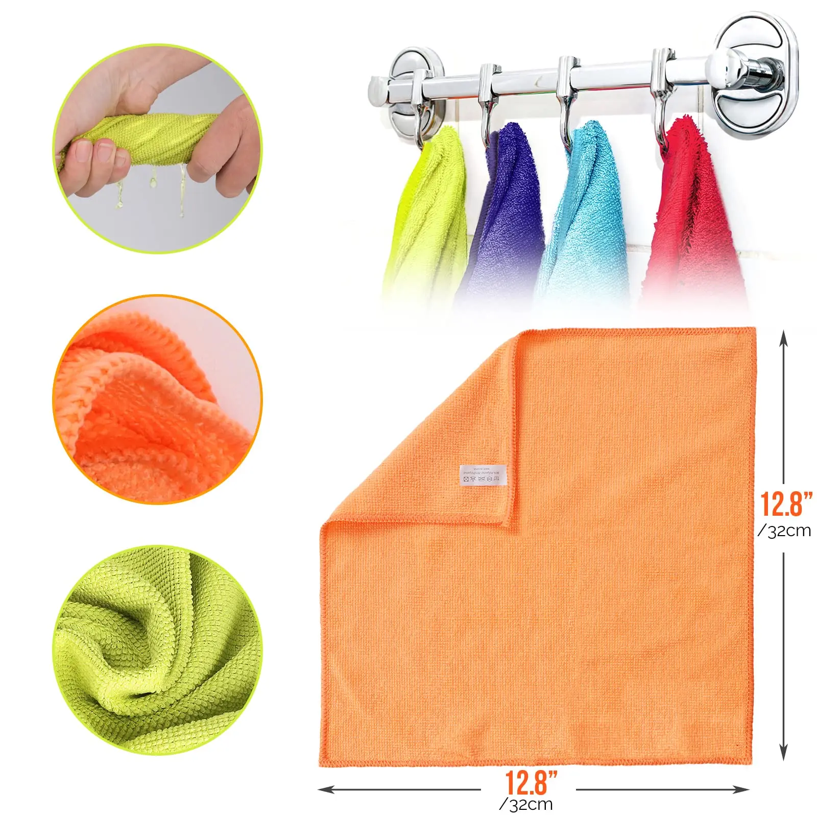 80% Polyester 20% Polyamide Cleaning Cloth Polishing Car Microfiber