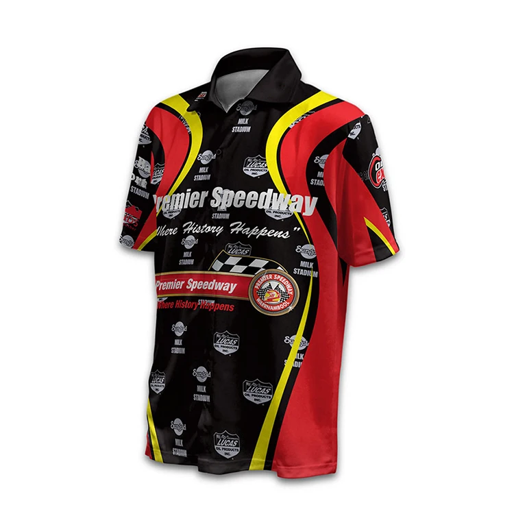 Custom High Quality Casual Racing Shirt Sublimation Motorcycle Racing T  Shirt for Man Sublimation Buttown Down Pit Crew Shirts