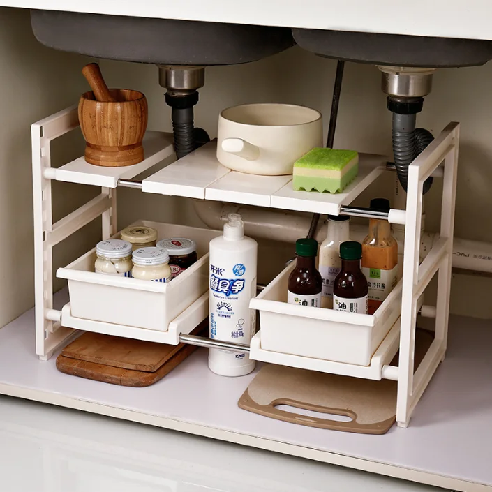 ESTANTE ORGANIZADOR BAJO FREGADERO COCINA SOBRE MESADA 2 NIVELES REGULABLE  AJUSTABLE HOGAR Cocina y