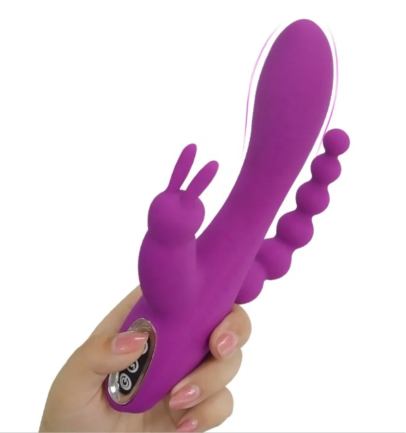 Factory Triple 3 in 1 Quiet Rabbit Vibrator Double Motor g Spot Anal  Stimulation Purple Rabbit Vibrator Sex Toy for Women