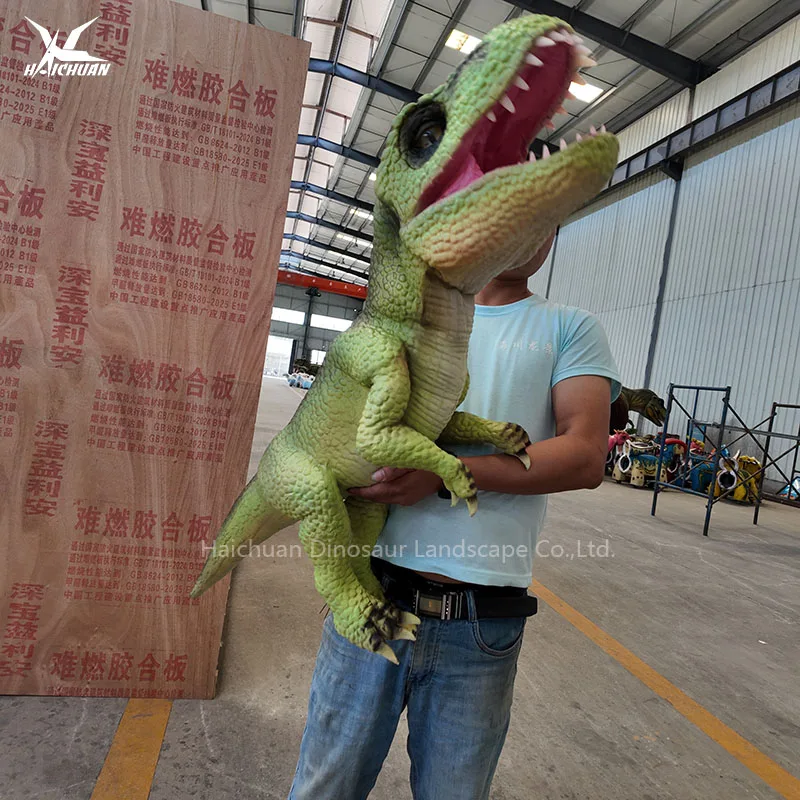 Jurassic Theme Park Green T-Rex Animatronic Hand Puppet Life-Like Realistic Silicone Rubber Baby Dino for Kids for Outdoor Play