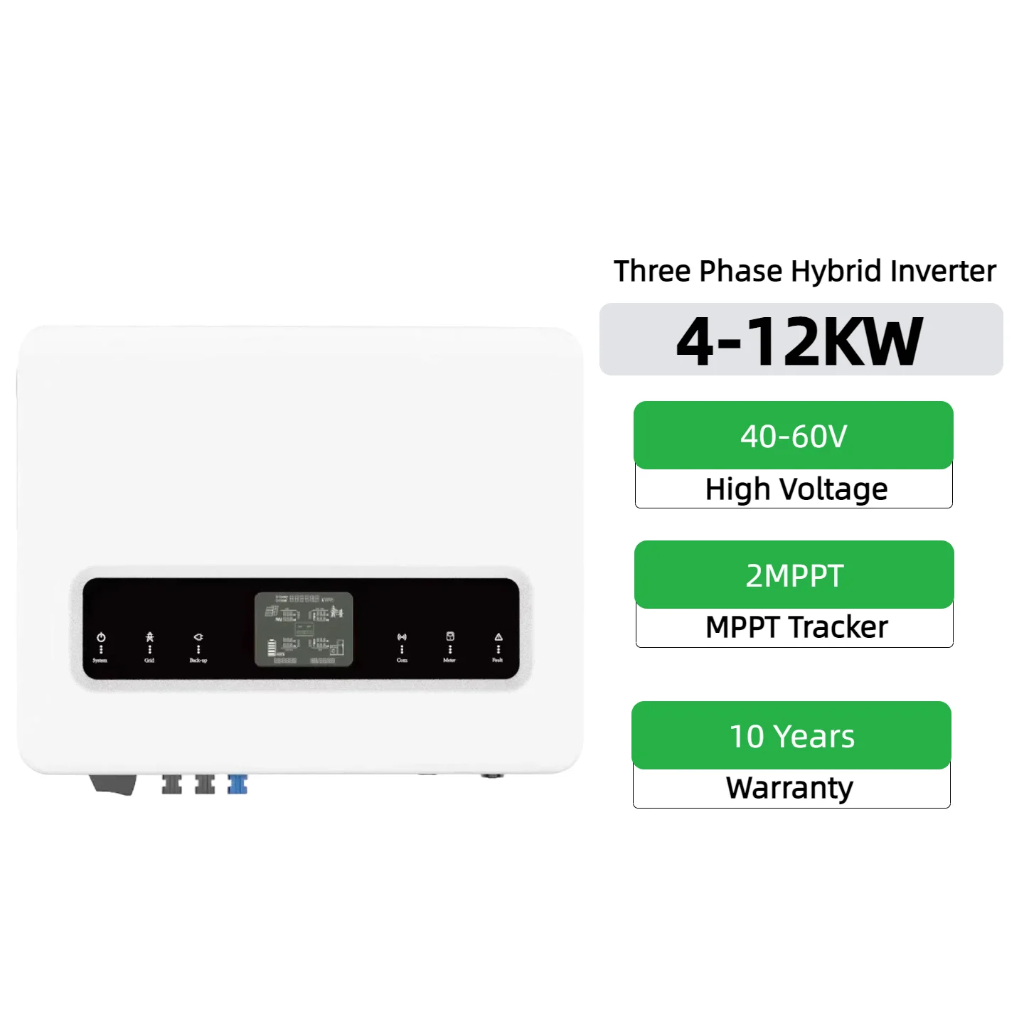 Висок напон 4KW 6KW 8KW 10KW 12KW Дуален излез на мрежата и од неа Инвертор за соларни панели три фази Чист синусоидален хибрид инвертор за соларни панели Со MPPT