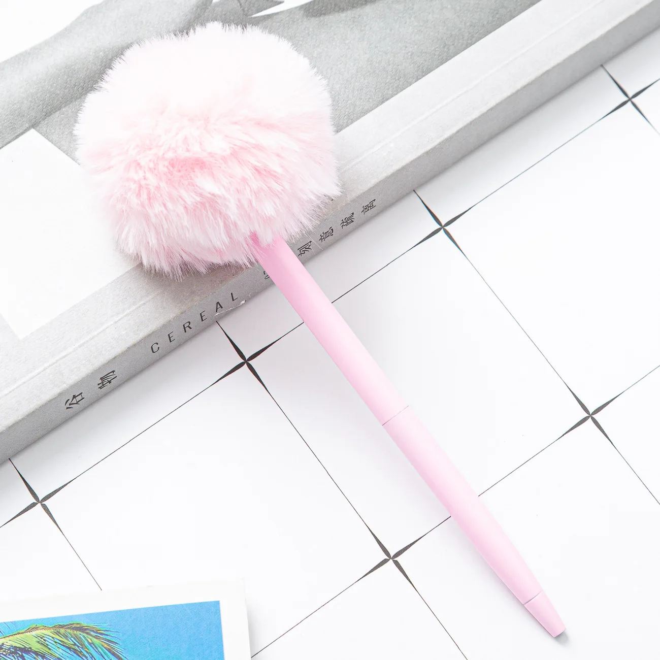 Beadthoven 10 Penne A Sfera In Peluche Con Perlina - Penne DIY Con Pompon Soffici, Per Ufficio E Scuola, Colore Orchidea - 3