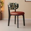 Black+floral cloth backrest+reddish brown leather cushion