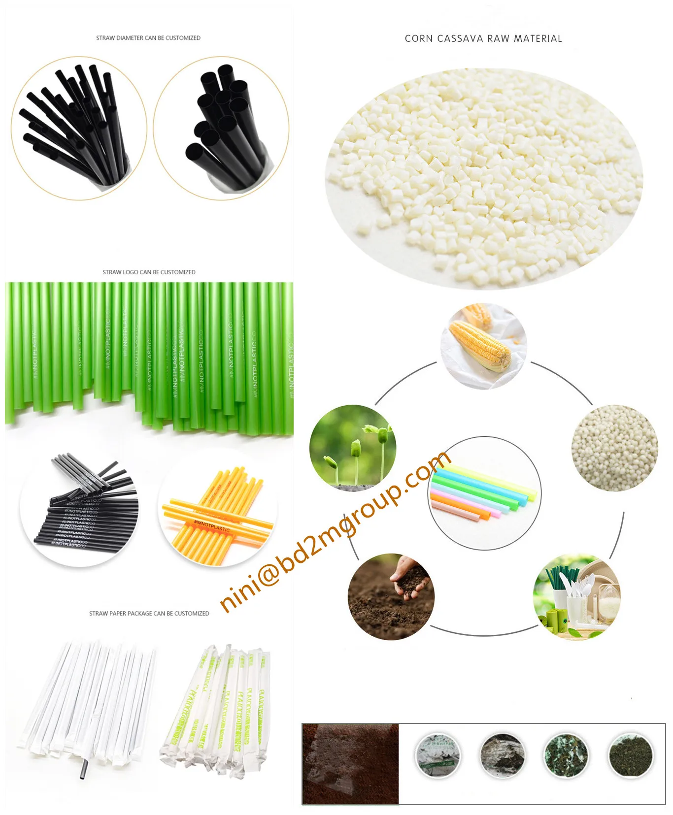 Biodegradable Plant Based Colored Pla Drinking Straw With Paper Wrapped