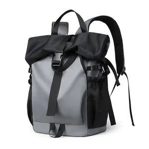 Large Capacity Casual Backpack New Roll-Top Sports Shoe Storage with Waterproof  Feature Fashionable Laptop Backpack School Bag