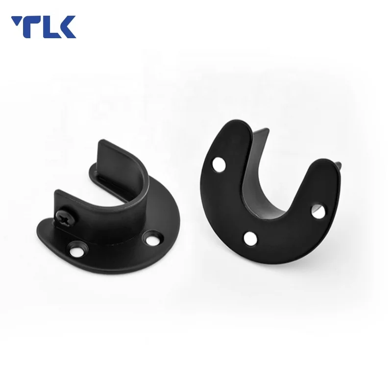 Stainless Steel Closet Flange Rod Holder Closet Clothes Tube Hanger Curtain Rod Pole Flange Brackets