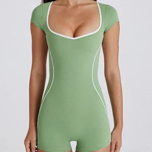 Custom Gym Fitness Set One Piece Yoga Wear Front Zipper Sportswear Women Plus Size Jumpsuit Rompers Quick Dry Water Resistant