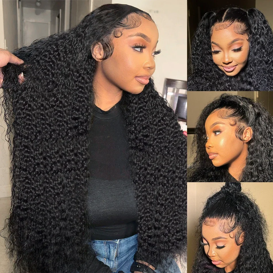 250 Densitet Lockigt HD Transparent Lace Frontal Peruk Brasiliansk Remy Vatten Djupt Vågigt Äkta Hår Peruker För Kvinnor_voghion.com