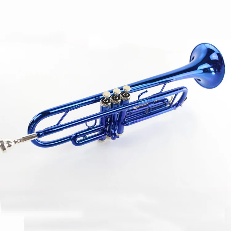 Оптовая цена, ветровой инструмент, синяя труба Bb, тонировка, Посеребренная труба, подходит для начинающих