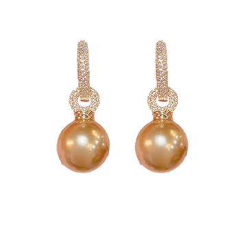 Fashion Zircon Coffee Pearl Ear Buckle Earrings Two Wearable Designs Punk Style Exquisite Celebrity Sense Temperament