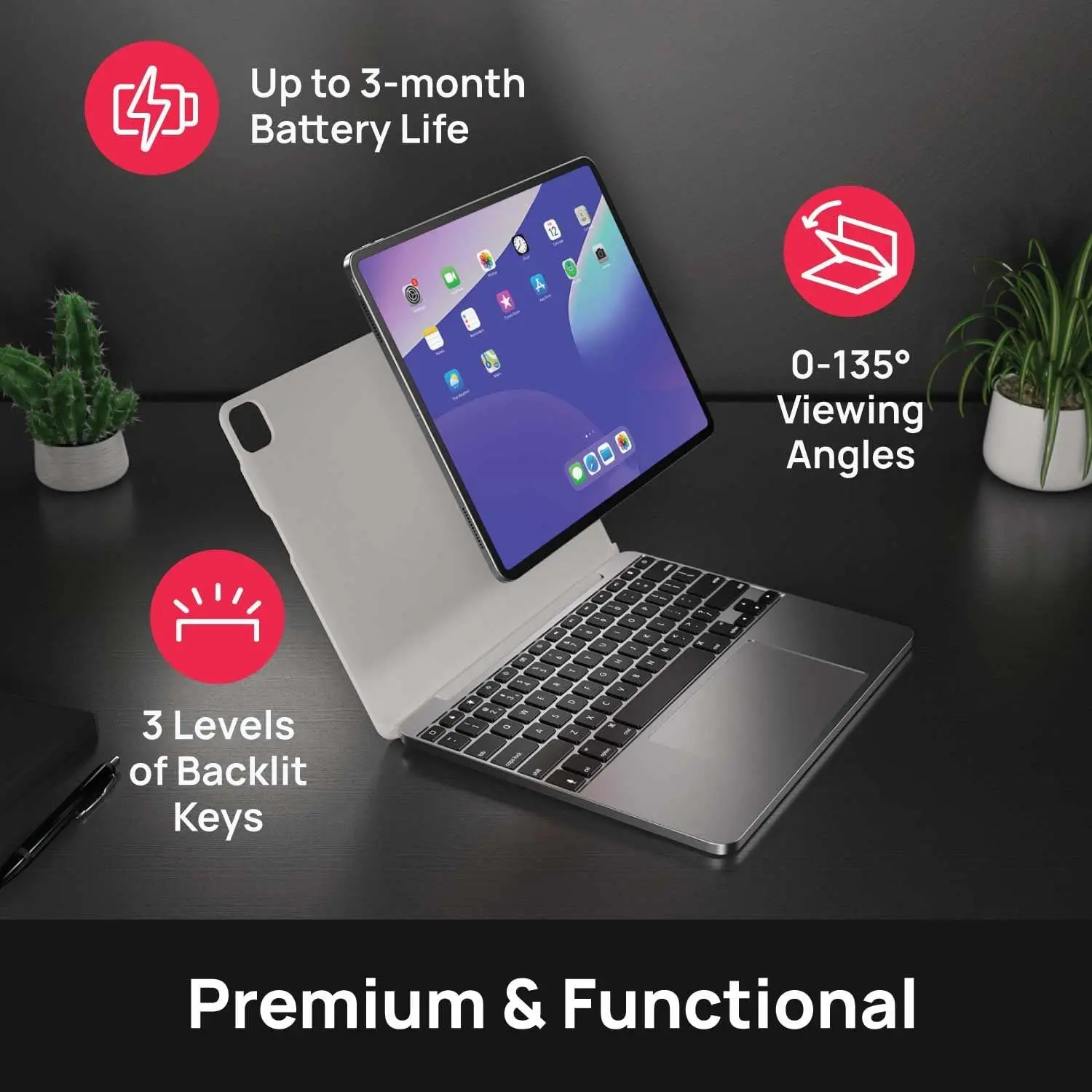 product wireless keyboard case with multi touch track pad for ipad pro 11  ipad air 11 with magnetic snapfit case space gray laudtec-8